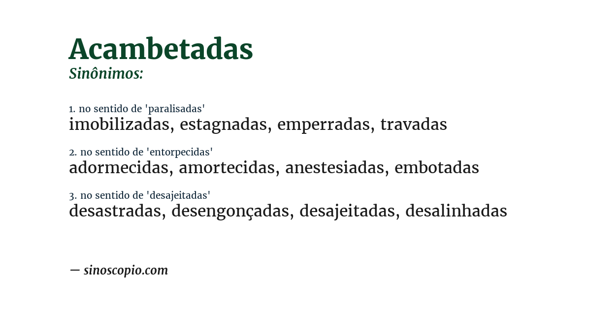Sinônimo de acambetadas
