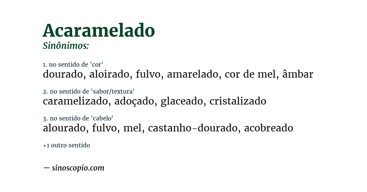 Sinônimo de acaramelado