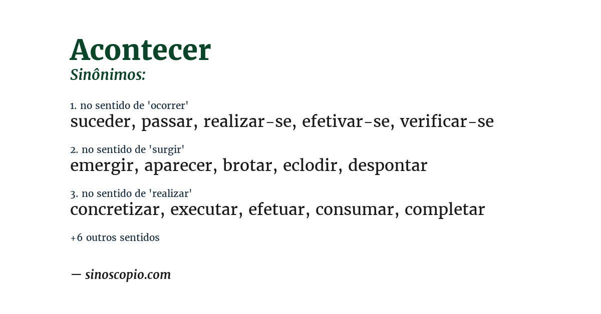 Sinônimo de acontecer