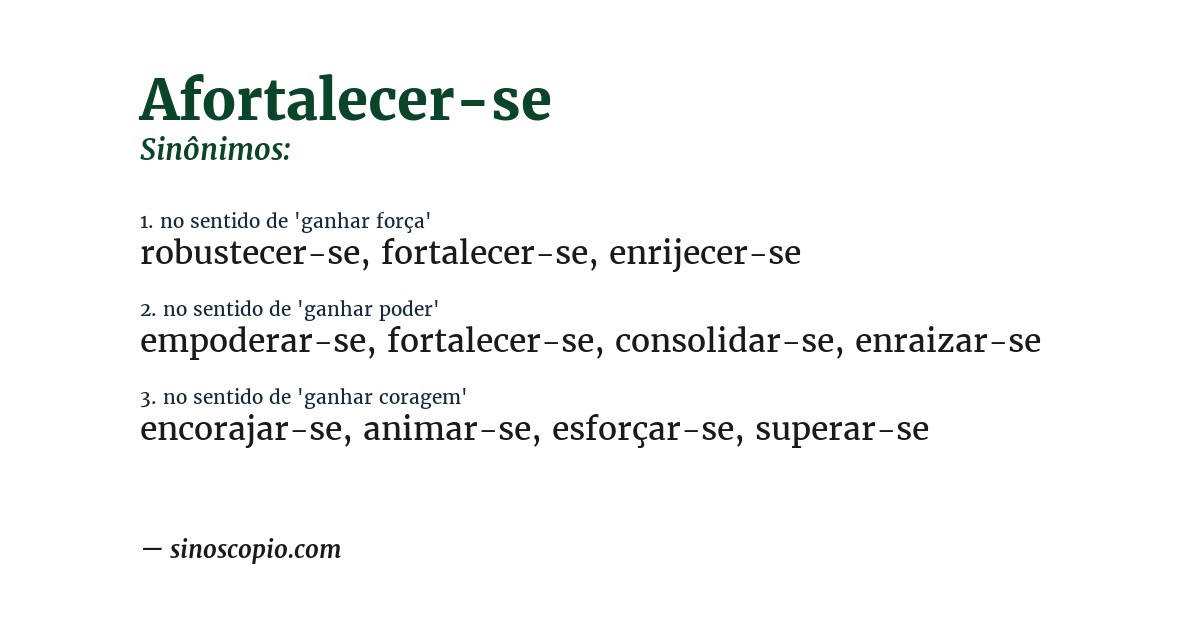 Sinônimo de afortalecer-se