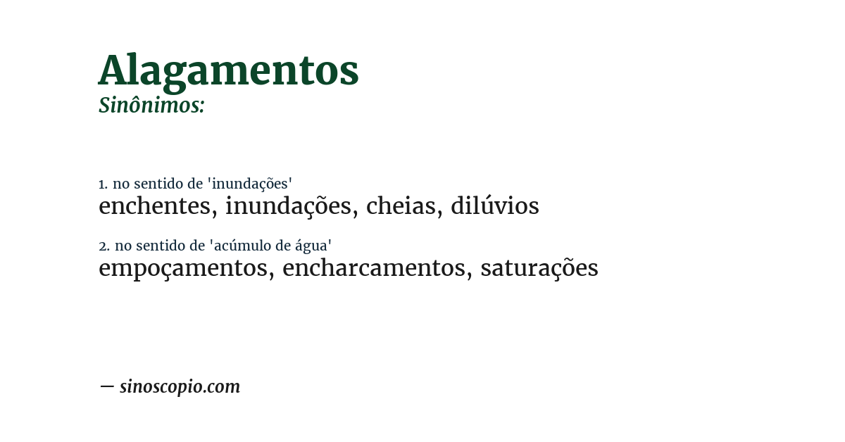 Sinônimo de alagamentos