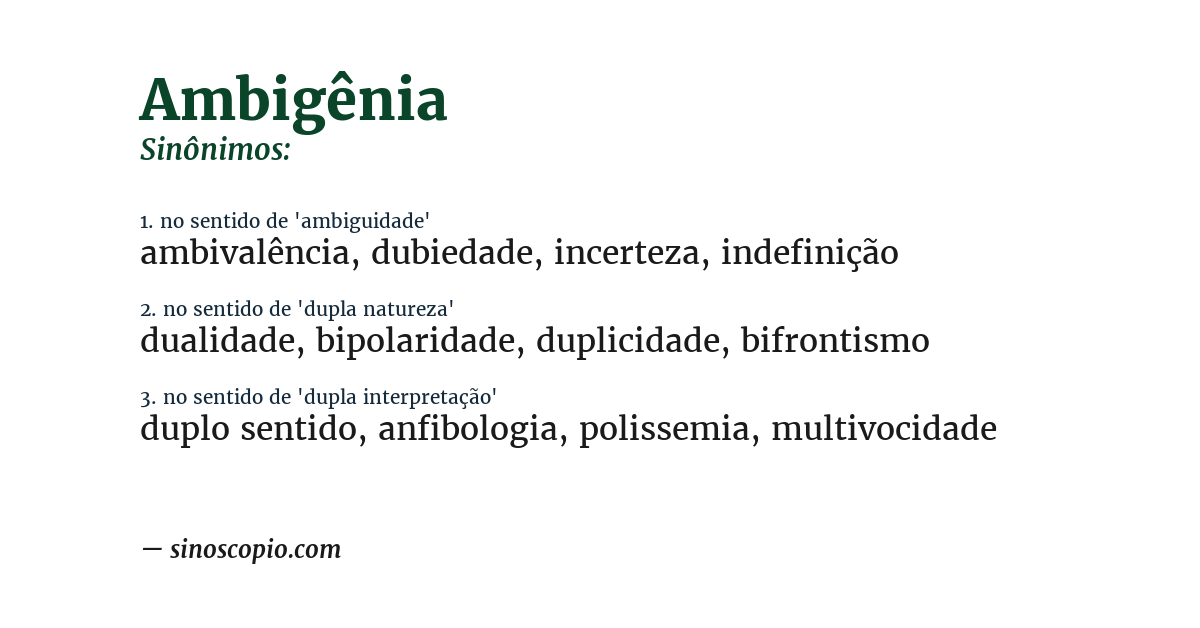 Sinônimo de ambigênia
