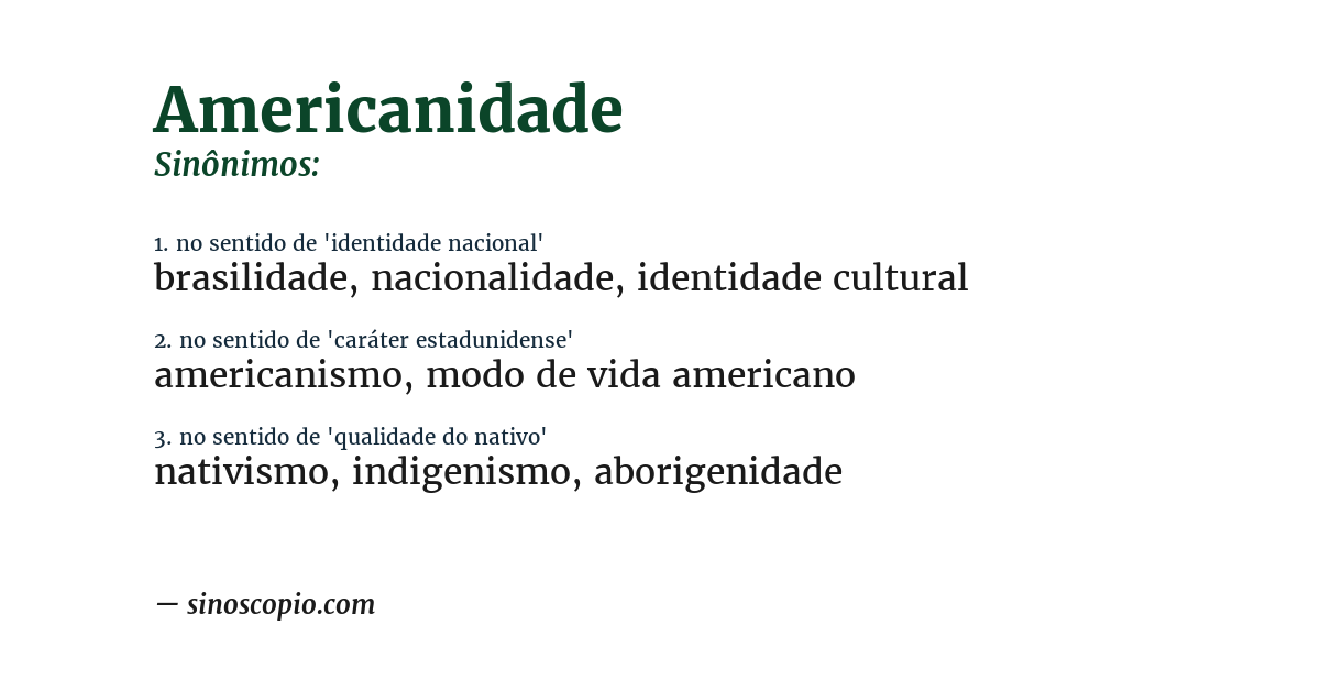 Sinônimo de americanidade