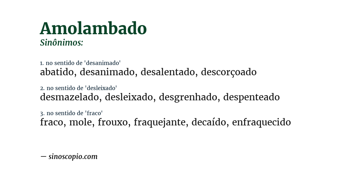 Sinônimo de amolambado