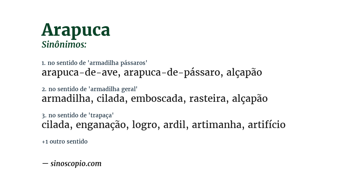 Sinônimo de arapuca