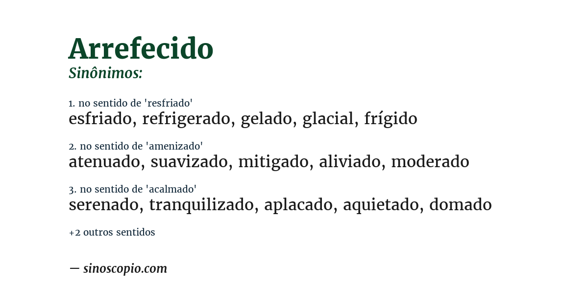 Sinônimo de arrefecido