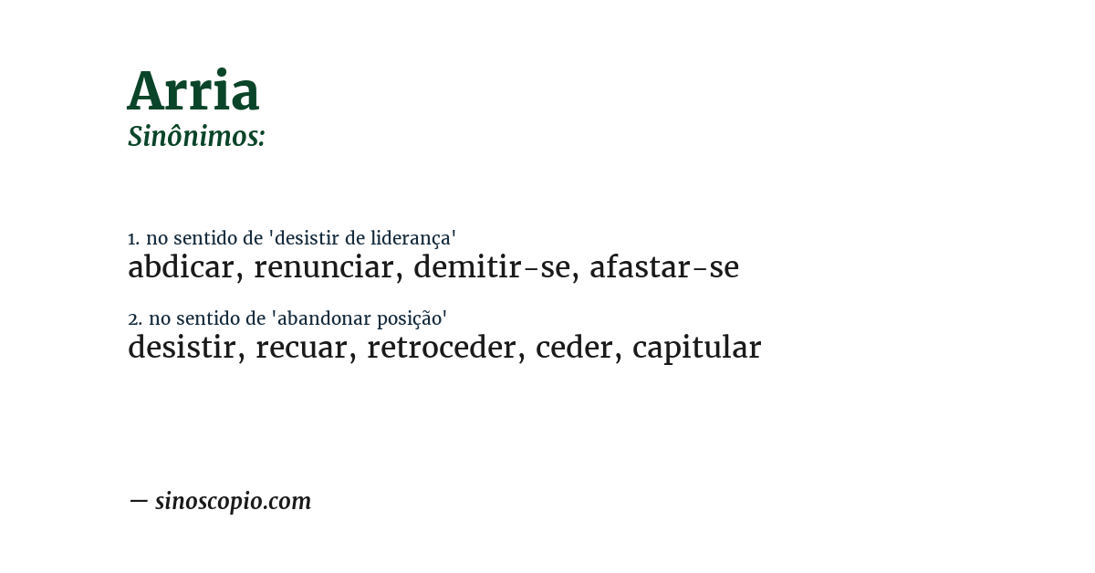 Sinônimo de arria