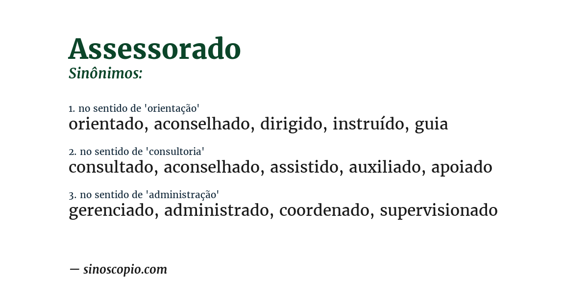 Sinônimo de assessorado