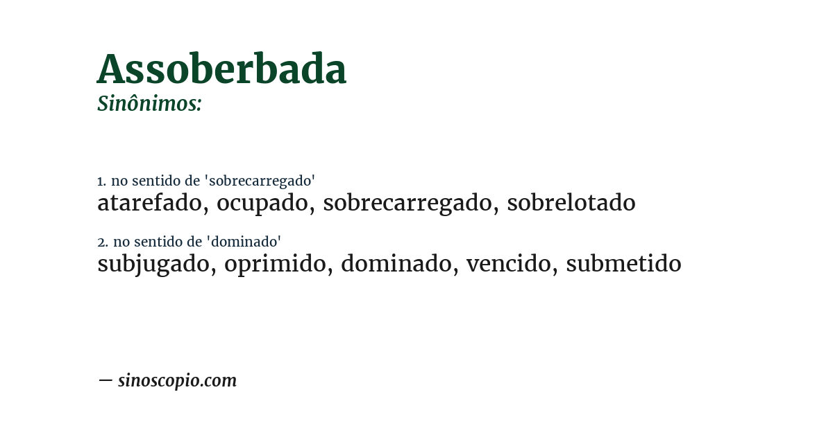 Sinônimo de assoberbada