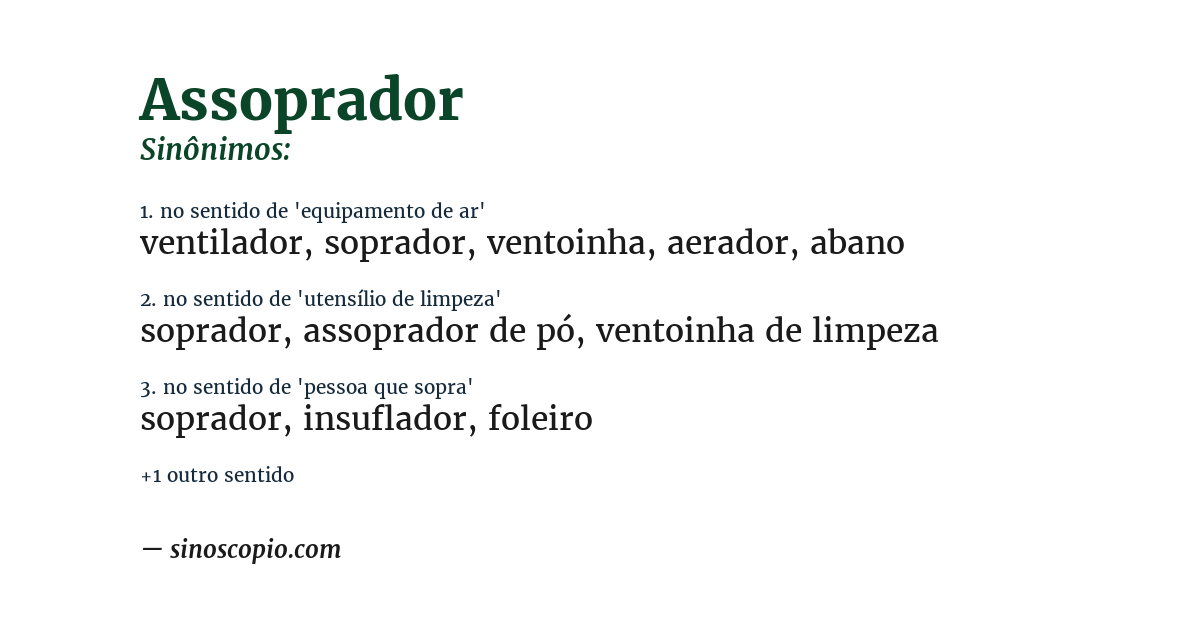 Sinônimo de assoprador