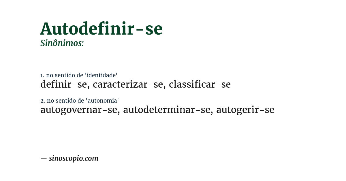 Sinônimo de autodefinir-se