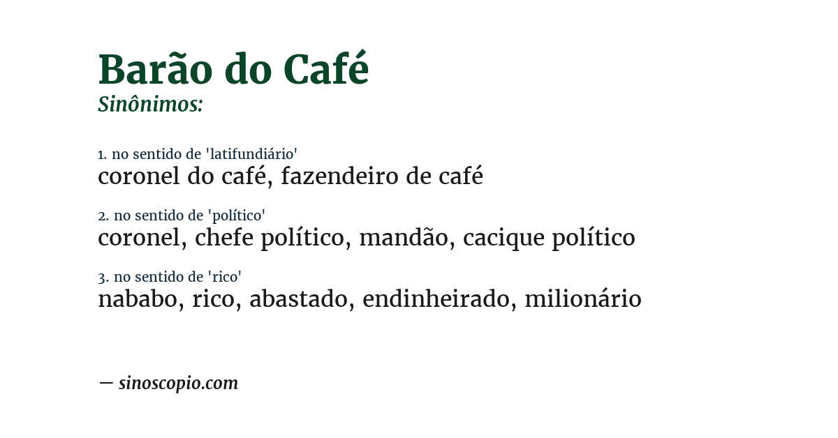 Sinônimo de barão do café