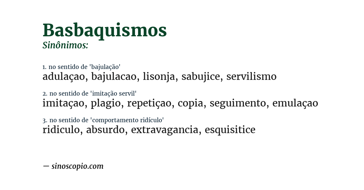Sinônimo de basbaquismos