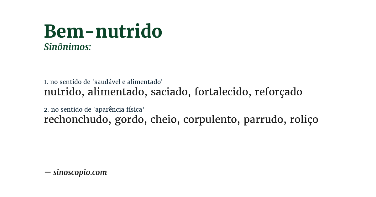 Sinônimo de bem-nutrido