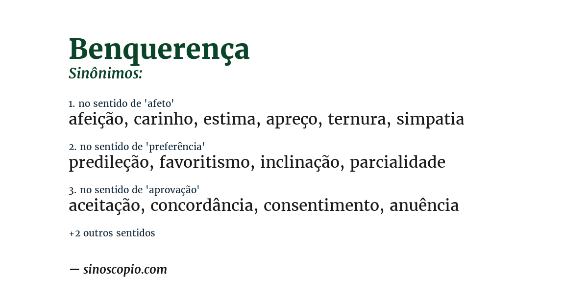 Sinônimo de benquerença
