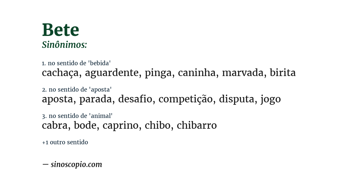 Sinônimo de bete