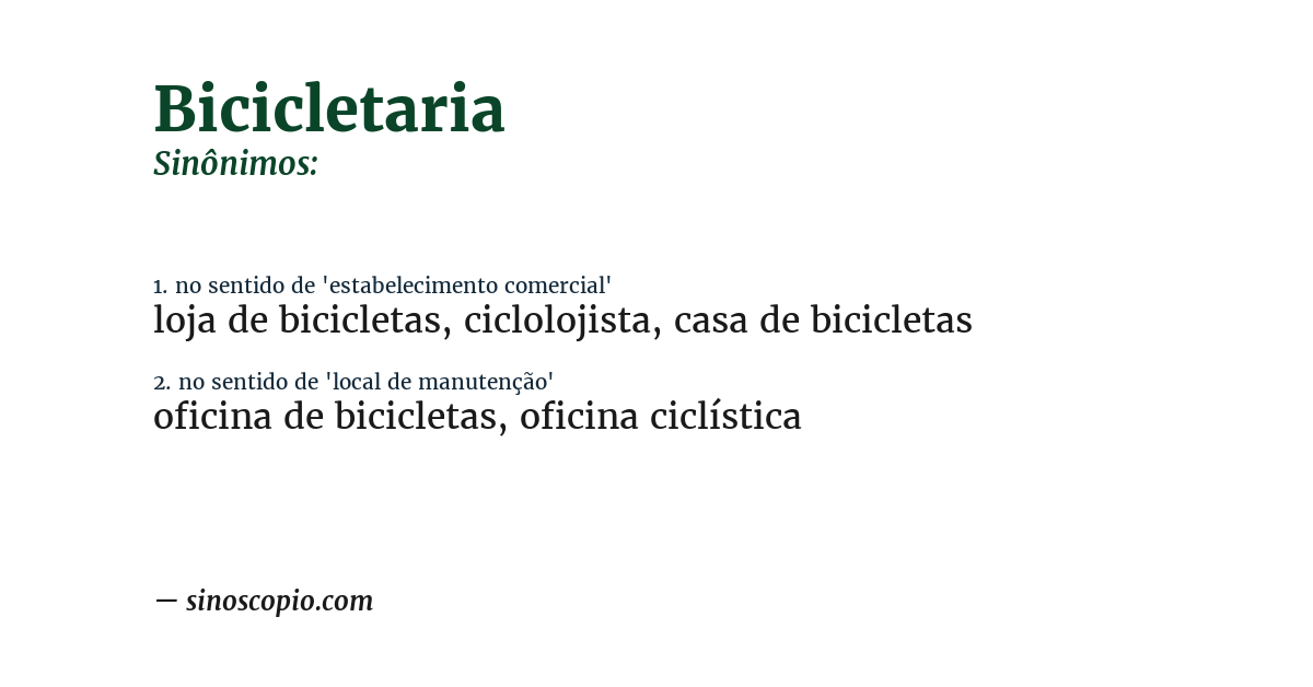 Sinônimo de bicicletaria