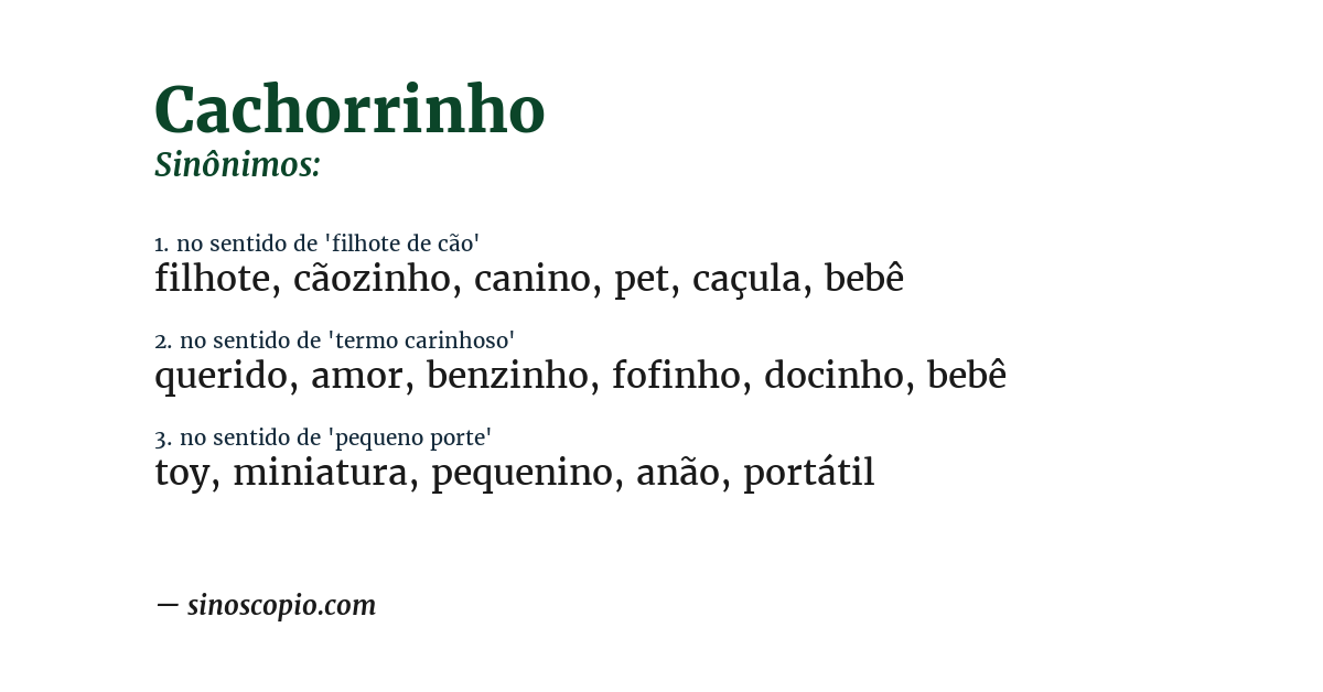 Sinônimo de cachorrinho