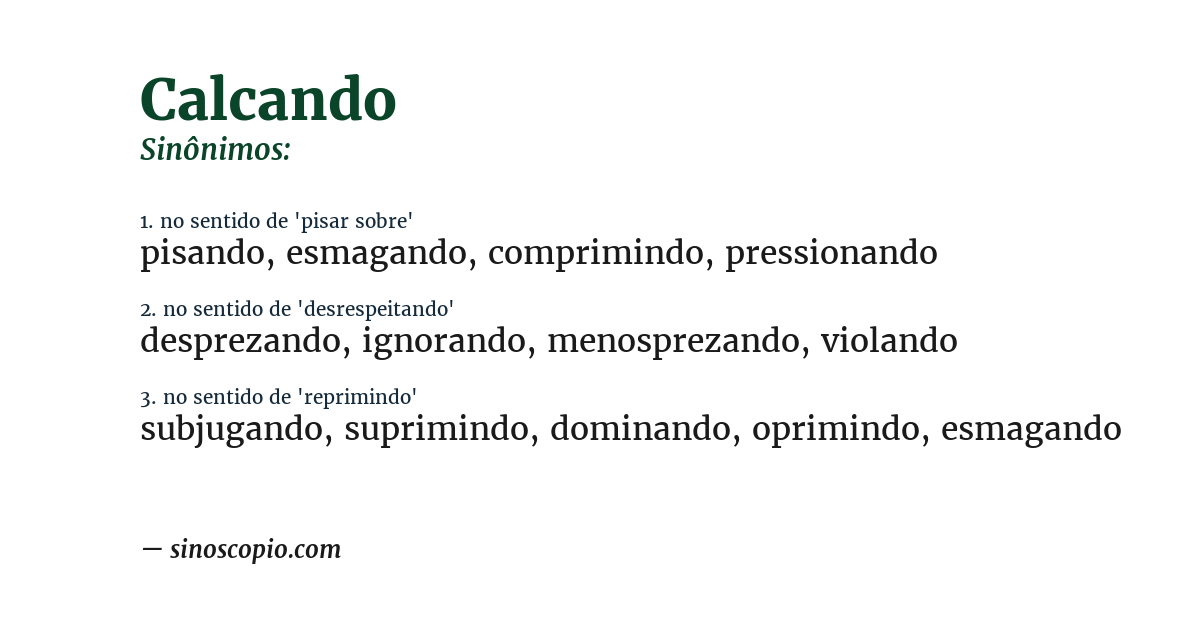 Sinônimo de calcando