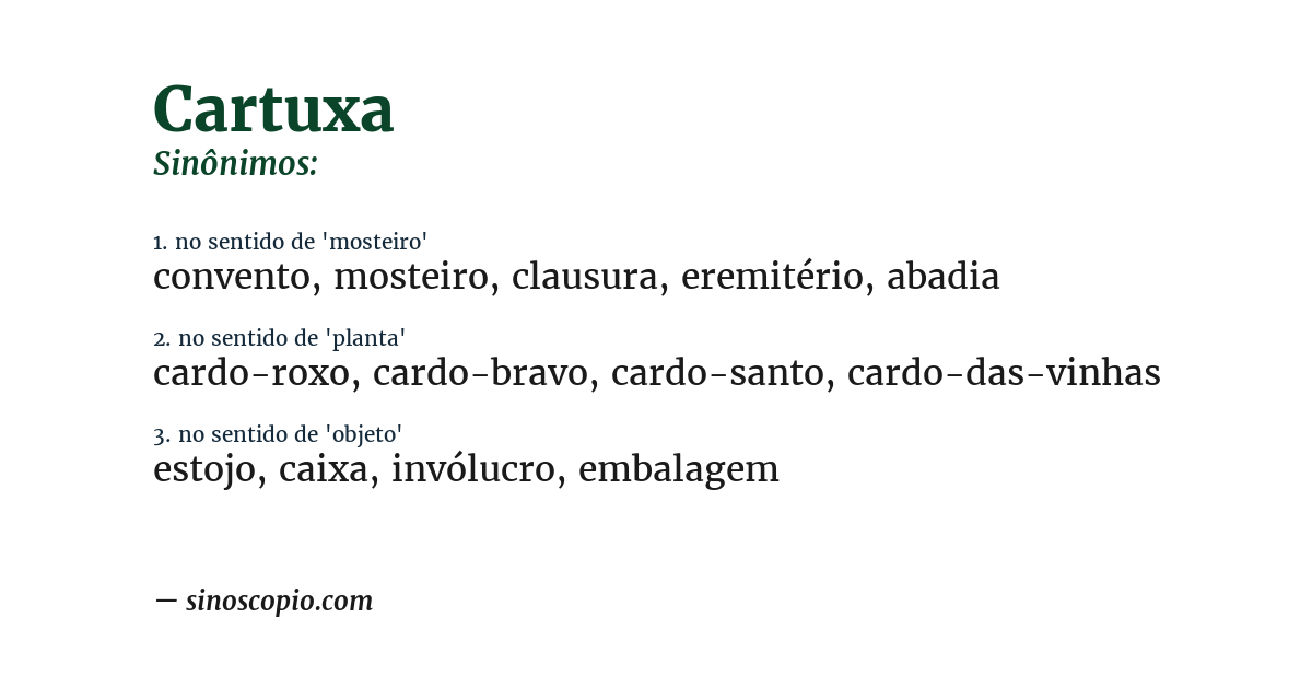 Sinônimo de cartuxa