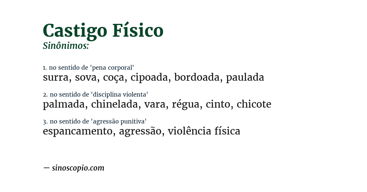 Sinônimo de castigo físico