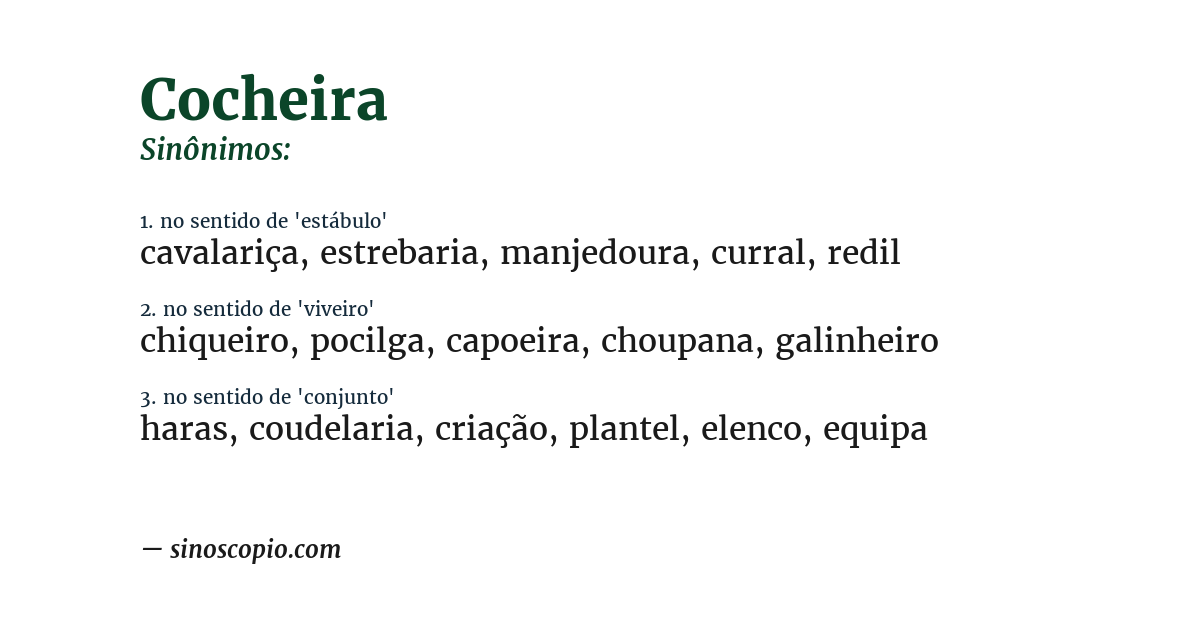Sinônimo de cocheira