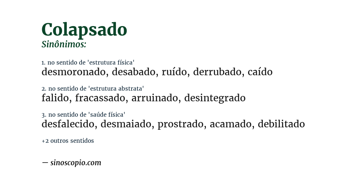 Sinônimo de colapsado