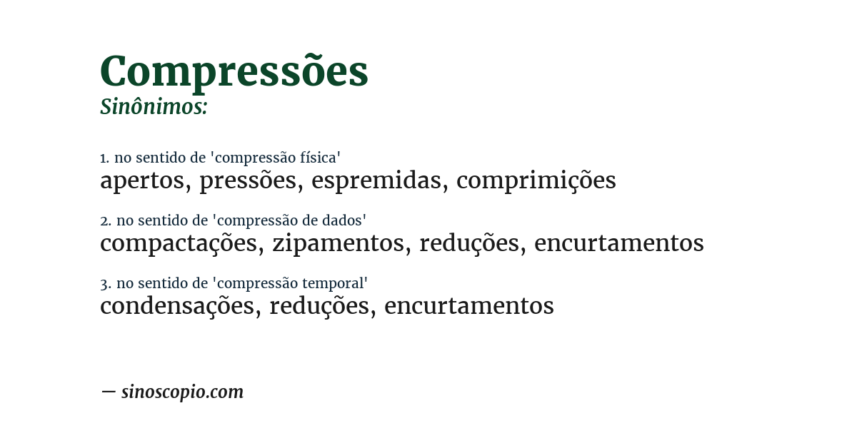 Sinônimo de compressões
