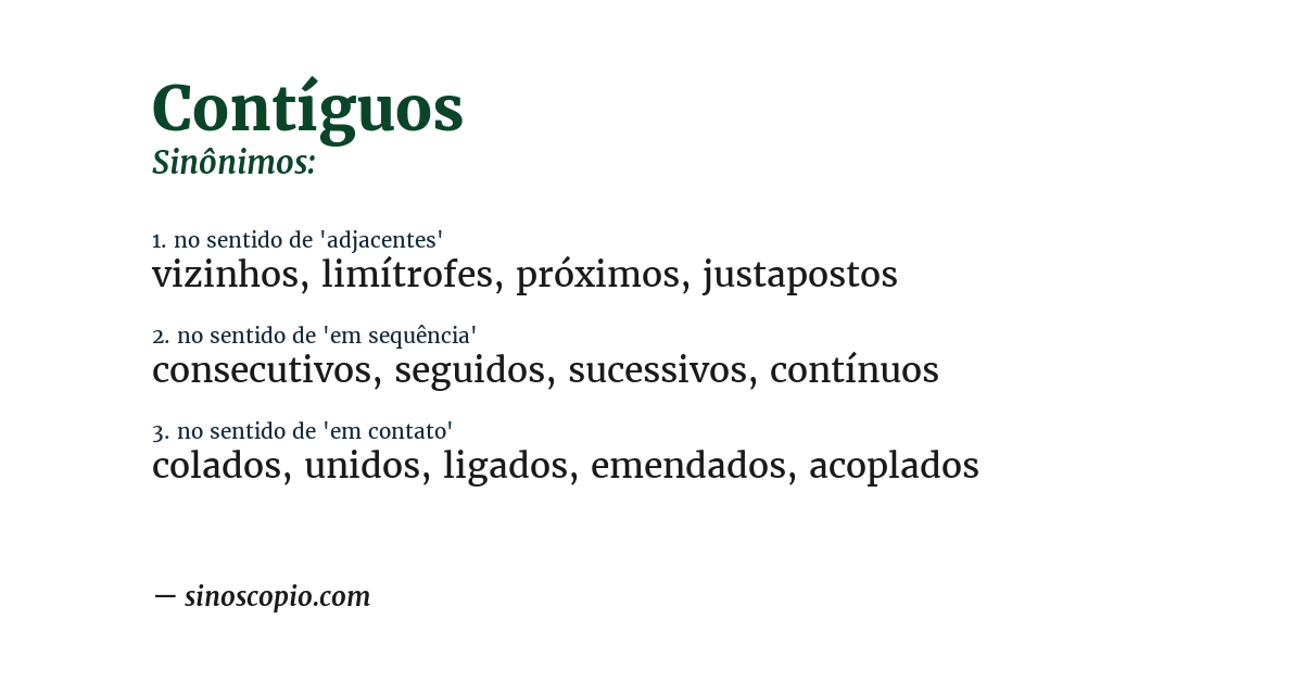 Sinônimo de contíguos