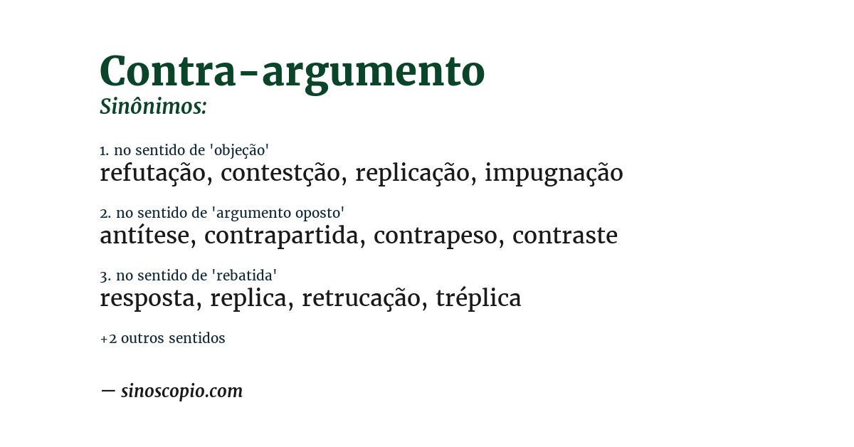 Sinônimo de contra-argumento