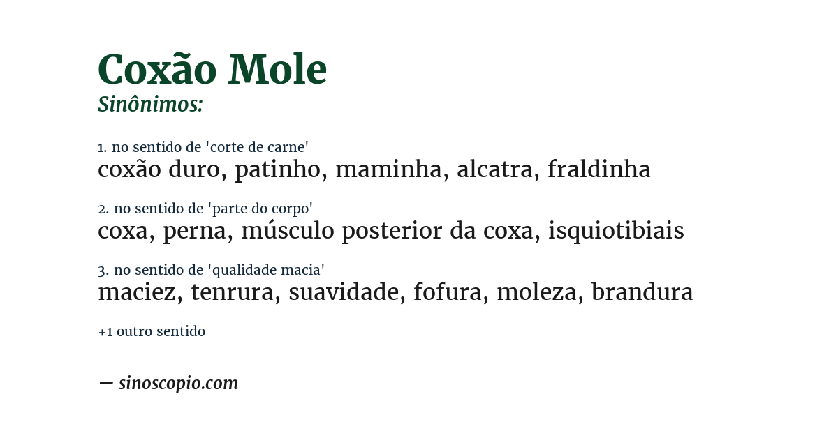 Sinônimo de coxão mole