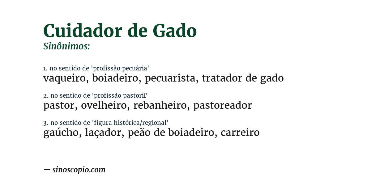Sinônimo de cuidador de gado