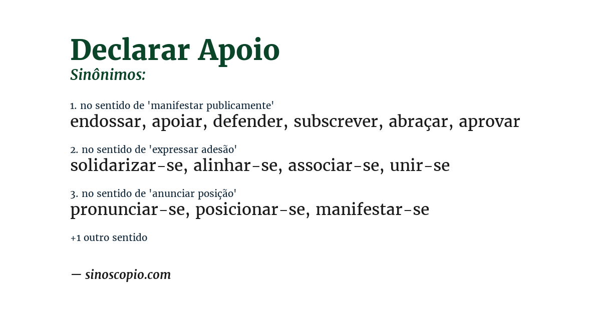 Sinônimo de declarar apoio