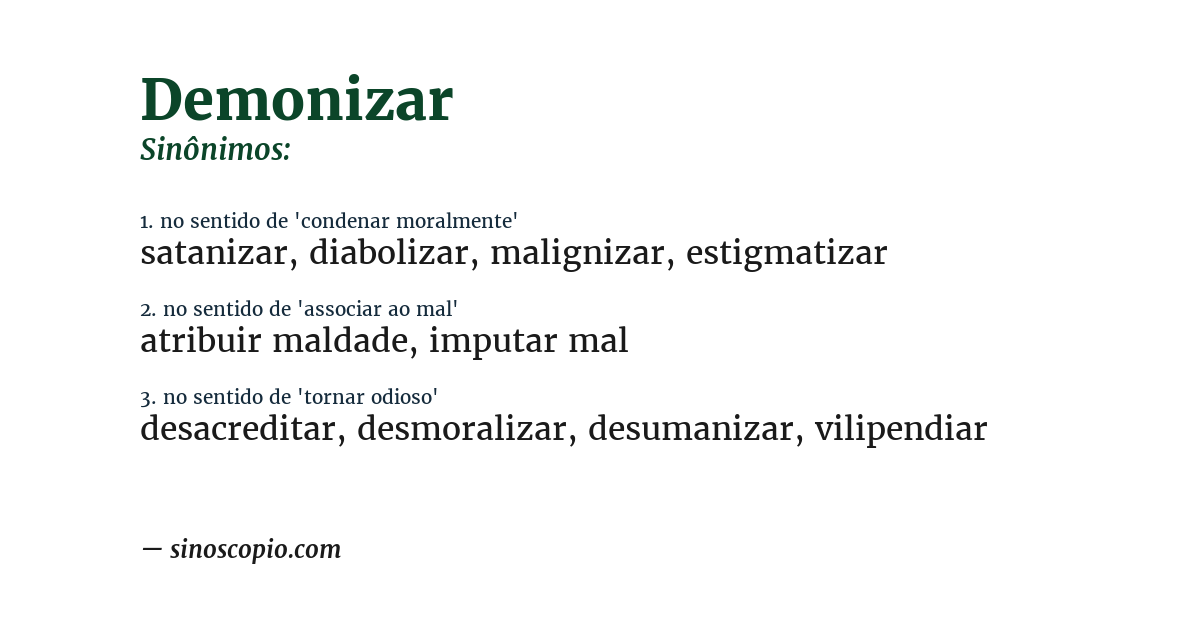 Sinônimo de demonizar