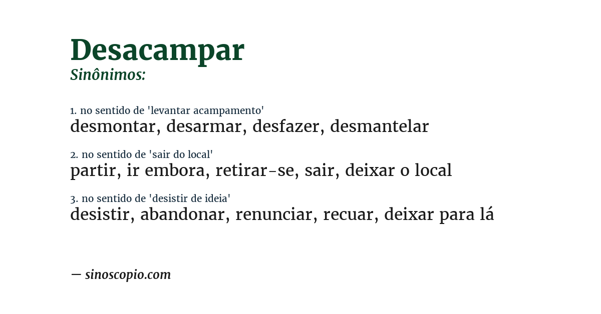 Sinônimo de desacampar