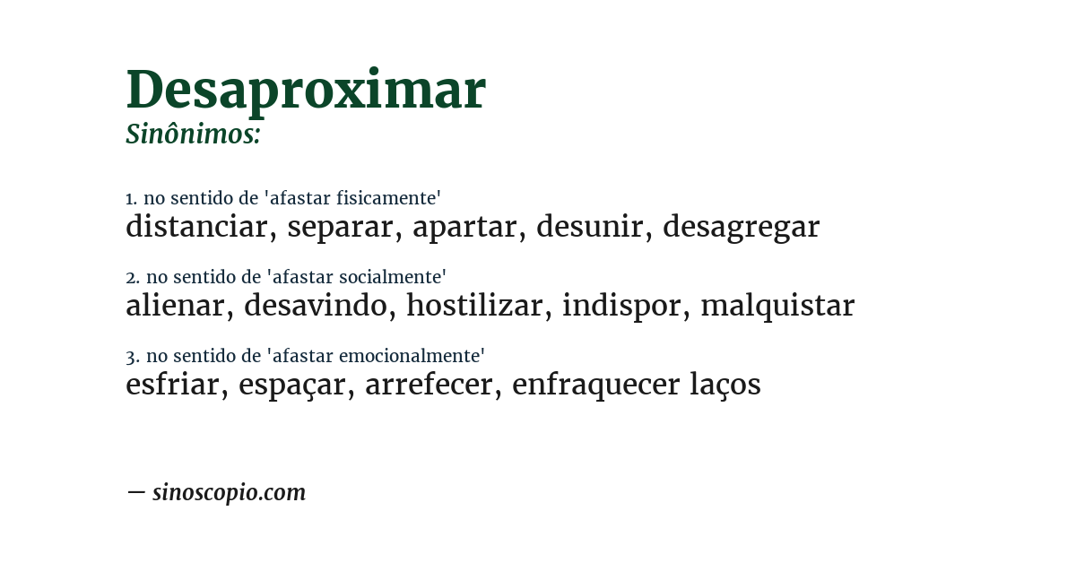 Sinônimo de desaproximar