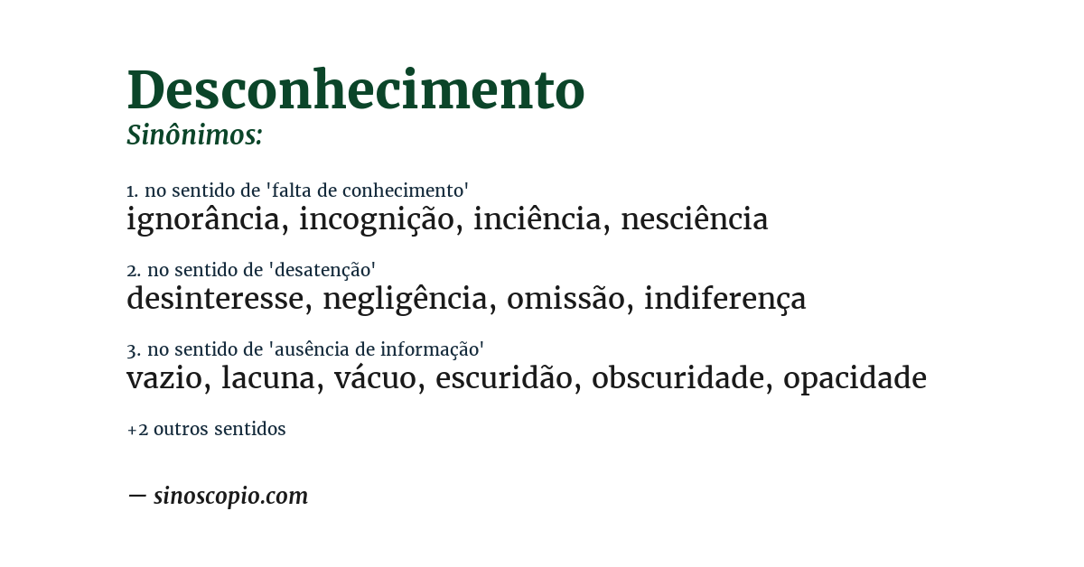 Sinônimo de desconhecimento