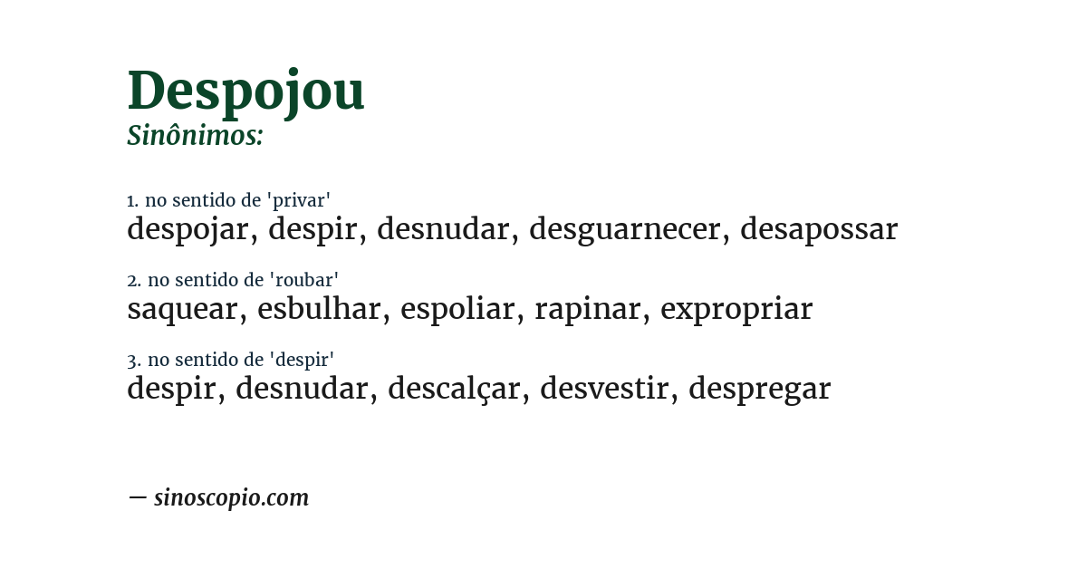 Sinônimo de despojou