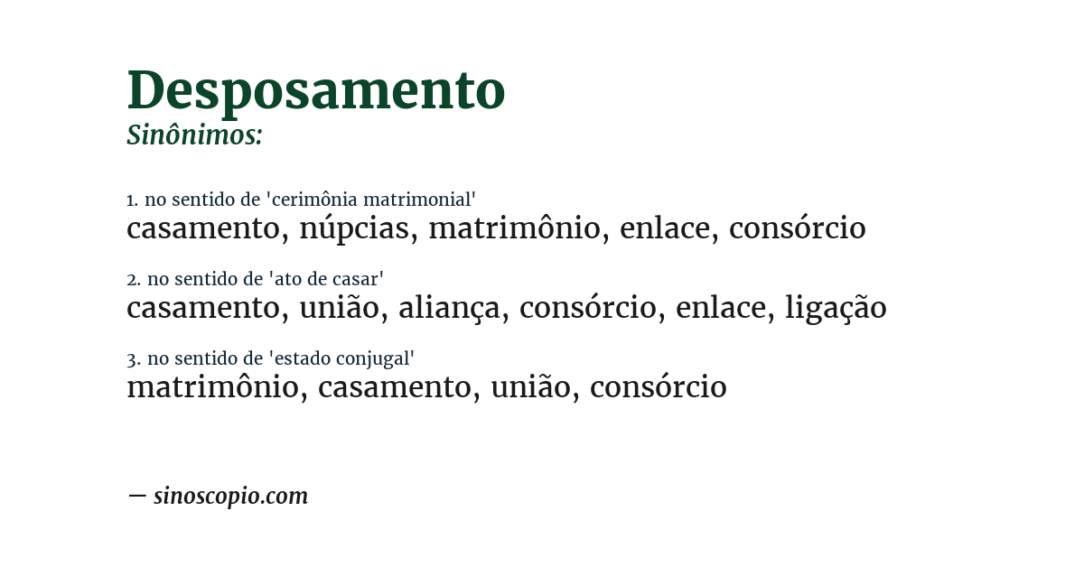 Sinônimo de desposamento