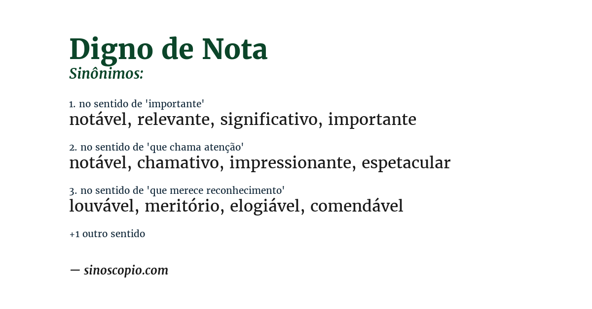 Sinônimo de digno de nota