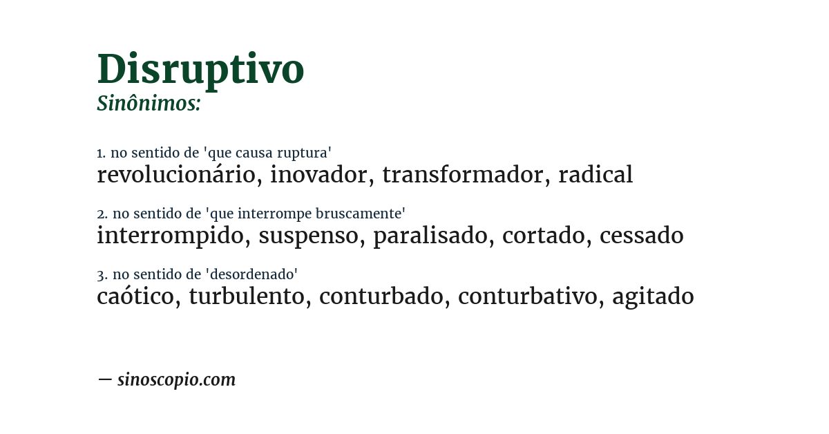 Sinônimo de disruptivo