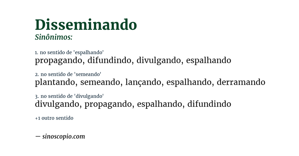 Sinônimo de disseminando