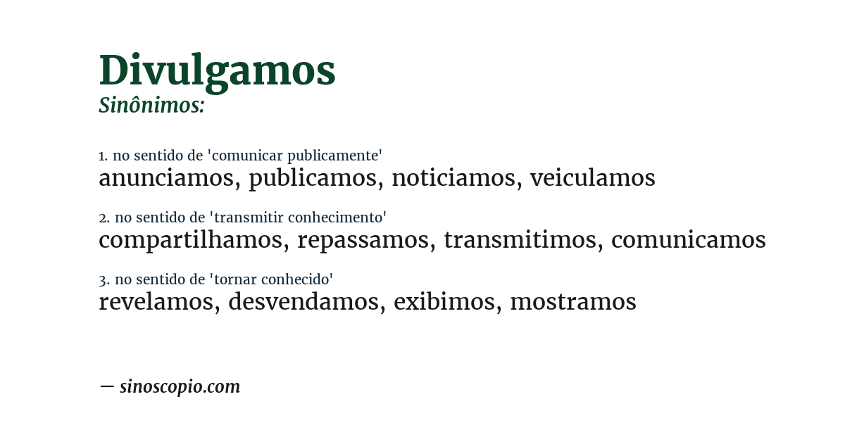 Sinônimo de divulgamos