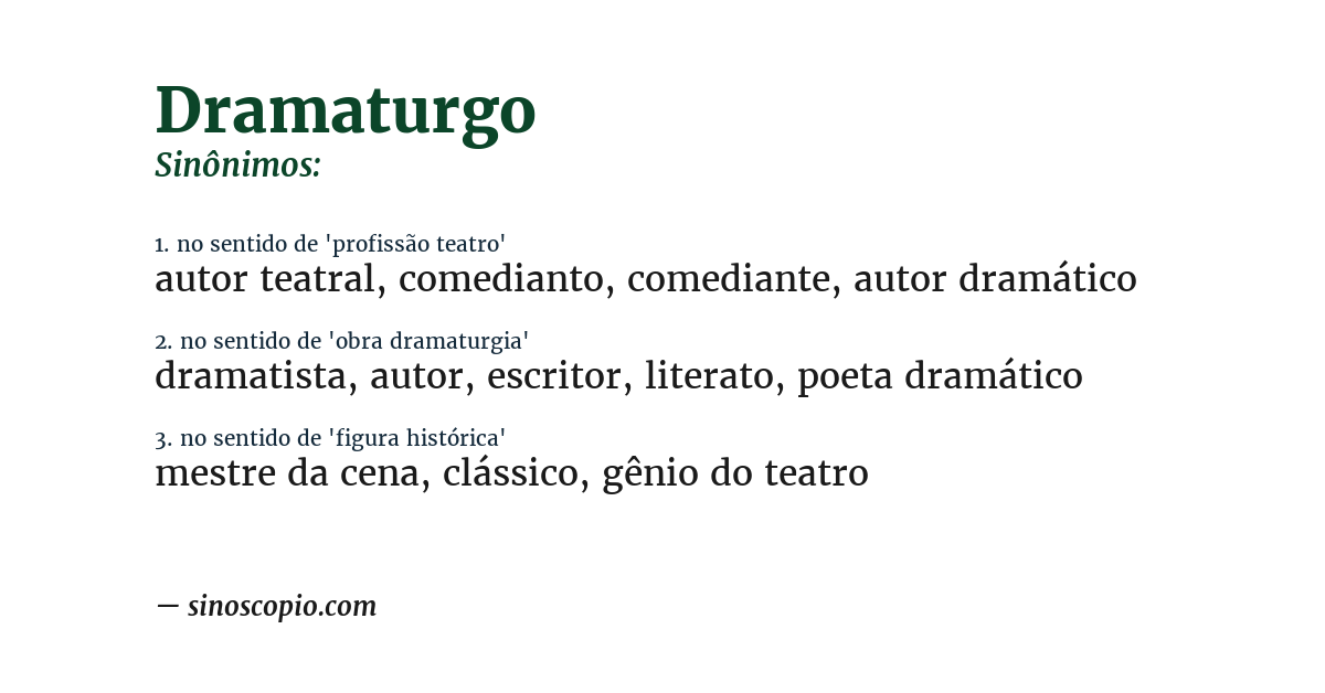 Sinônimo de dramaturgo