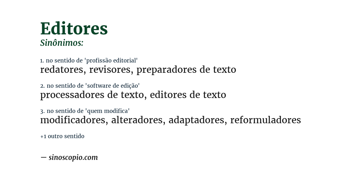 Sinônimo de editores