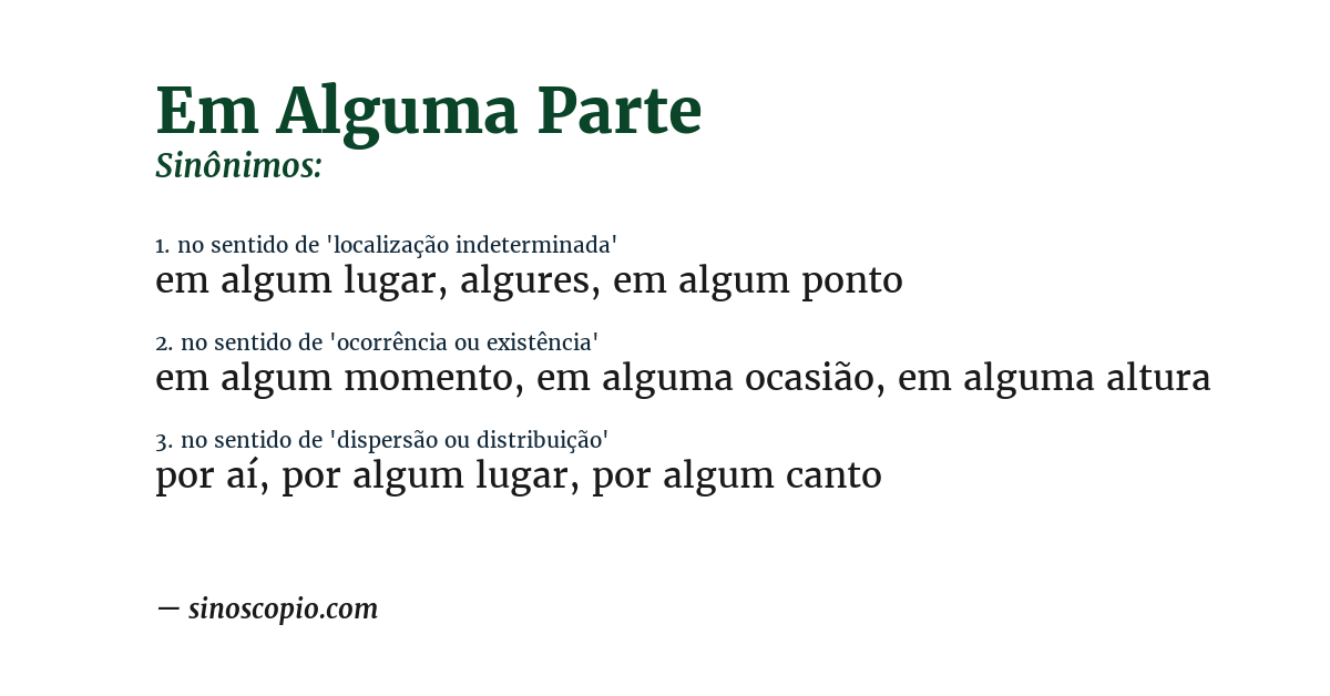 Sinônimo de em alguma parte