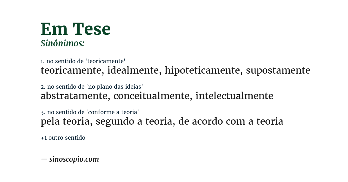Sinônimo de em tese