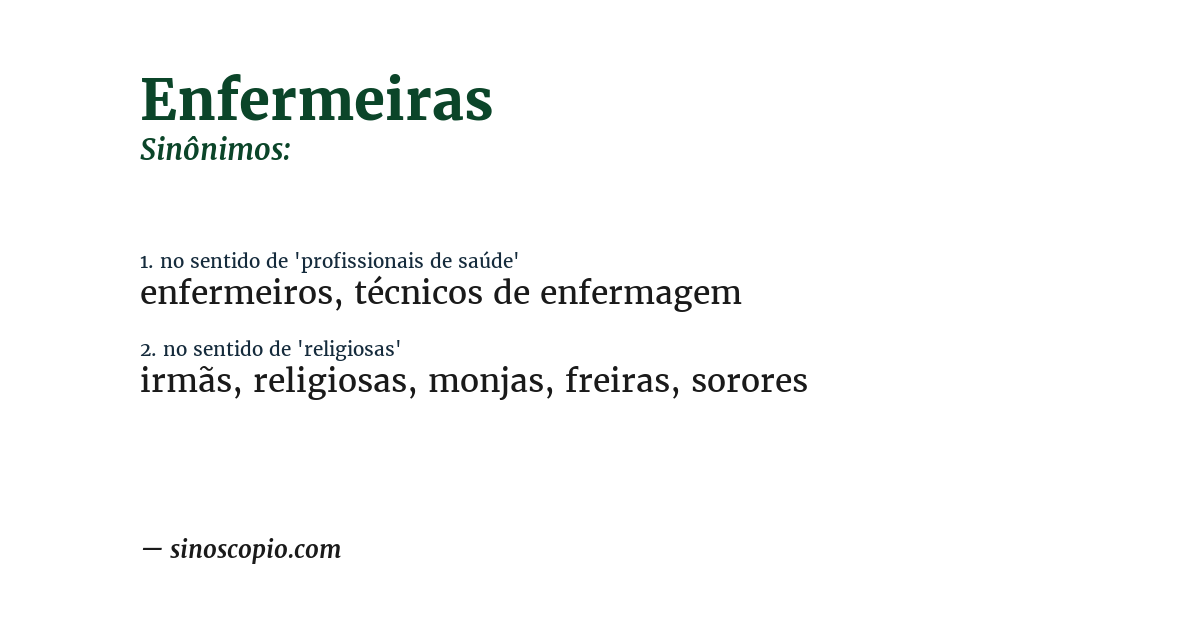 Sinônimo de enfermeiras