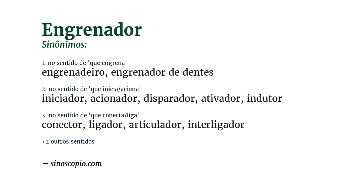 Sinônimo de engrenador