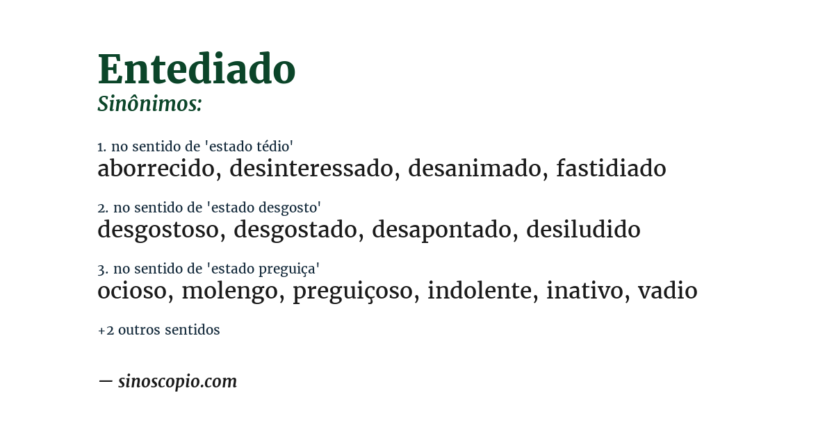 Sinônimo de entediado